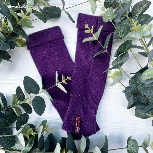 Cashmere Fingerless Gloves - Lavender